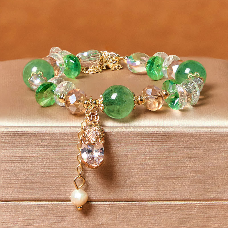 8mm Citrine Green Strawberry Quartz Pixiu Bracelet for Prosperity