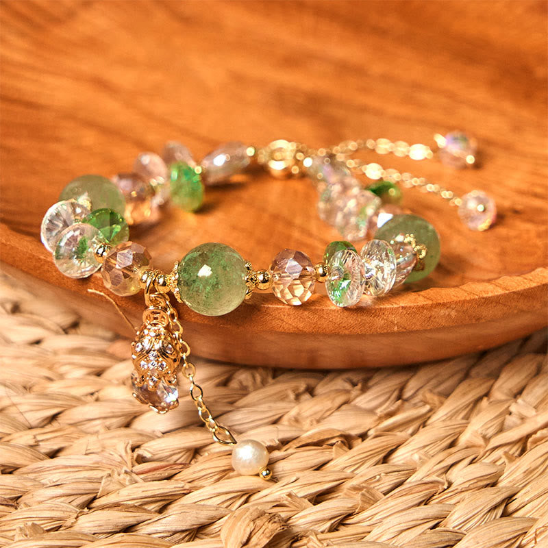 8mm Citrine Green Strawberry Quartz Pixiu Bracelet for Prosperity