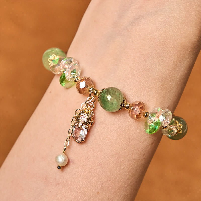 8mm Citrine Green Strawberry Quartz Pixiu Bracelet for Prosperity