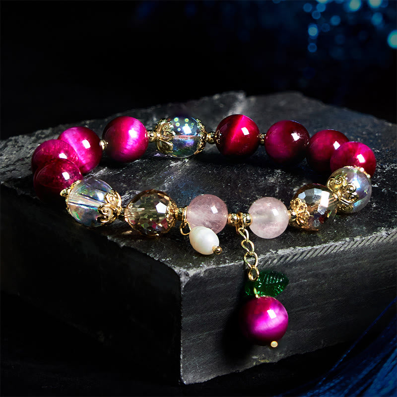 8mm Red & Green Tiger Eye Energy Balance Bracelet