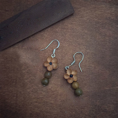 Peach Wood & Green Sandalwood Luck Earrings