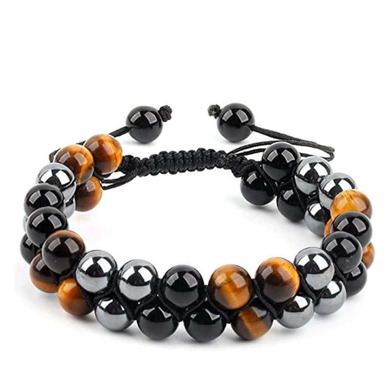 8mm Tiger Eye Bracelet with Black Onyx and Magnetite