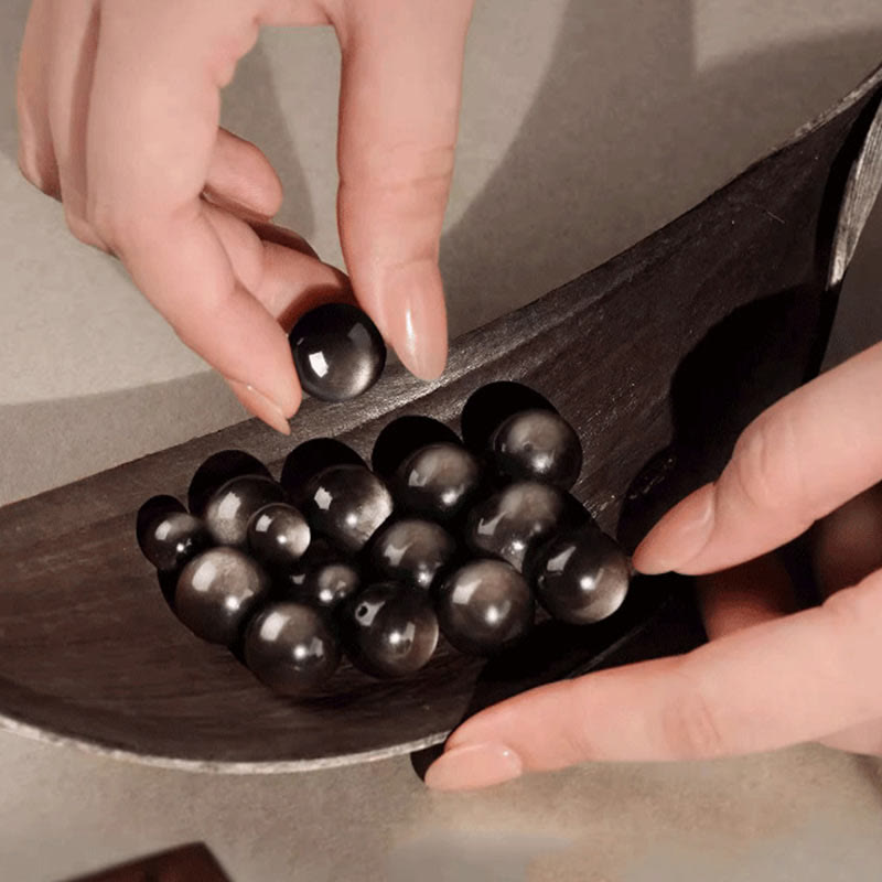 8mm Silver Sheen Obsidian Om Mani Padme Hum Bracelet