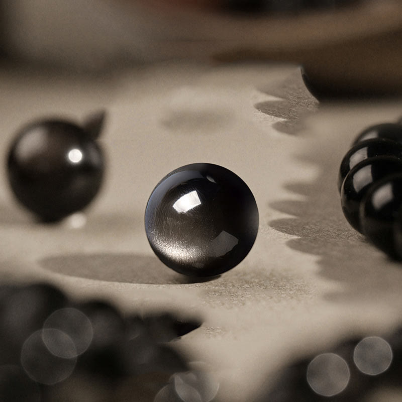 8mm Silver Sheen Obsidian Om Mani Padme Hum Bracelet