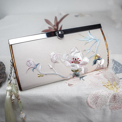Magnolia Embroidered Wallet Large Capacity Purse
