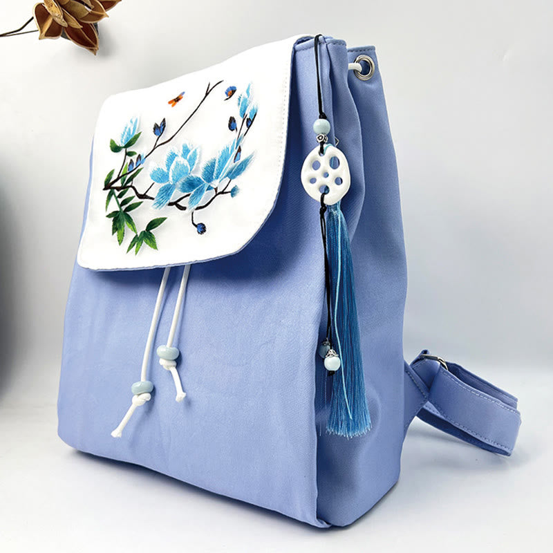 Blue Magnolia Handmade Canvas Backpack | Mindful Carry