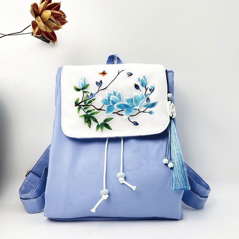 Blue Magnolia Handmade Canvas Backpack | Mindful Carry