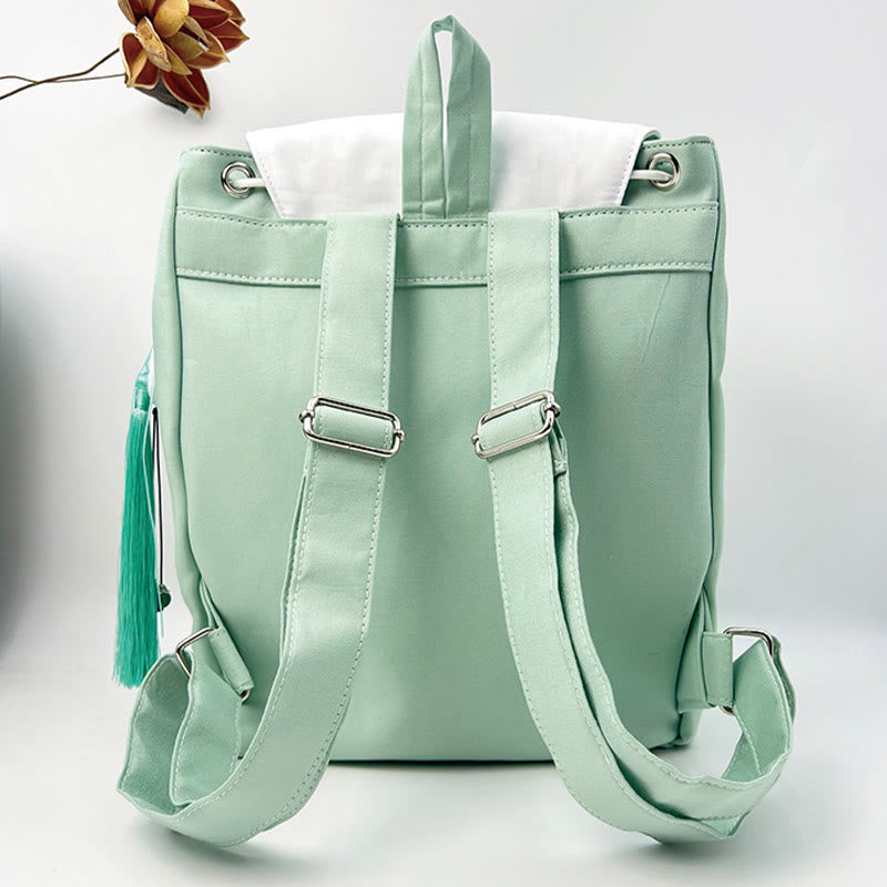 Green Peony Flowers Canvas Backpack | Mindful Clothing