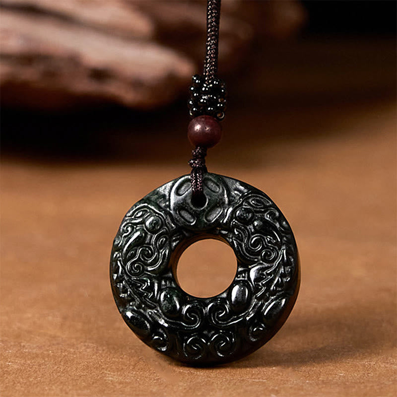 Nanyang Black-Green Jade Necklace for Protection & Calm