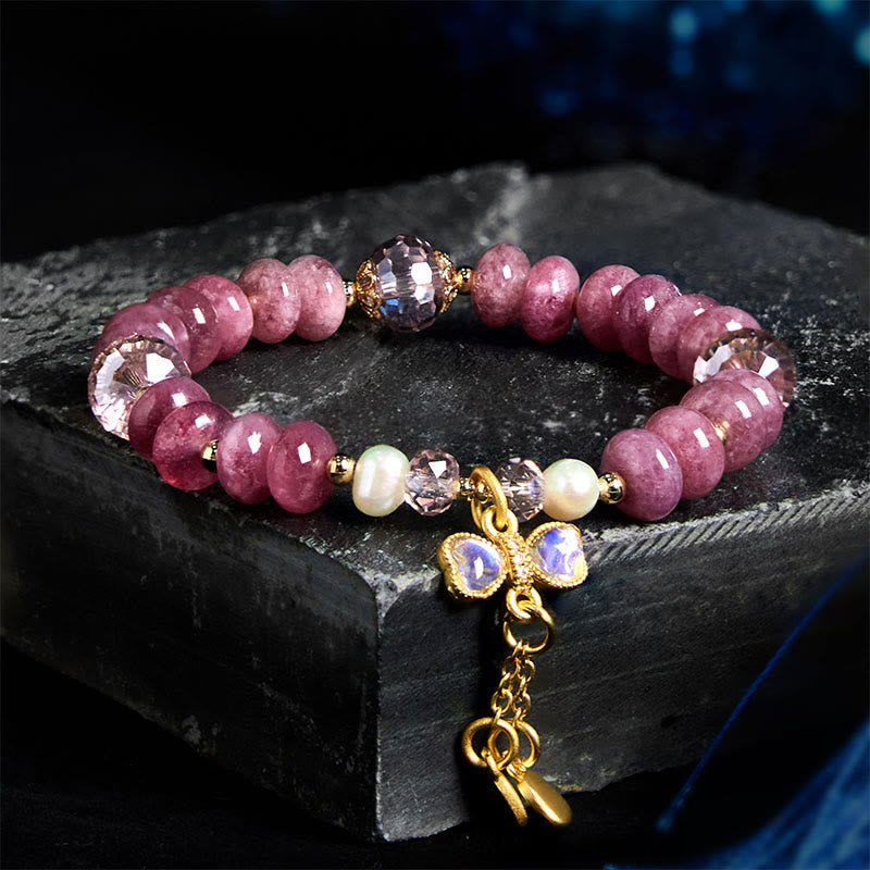 10mm Rose Quartz Peace Buckle Bracelet for Women