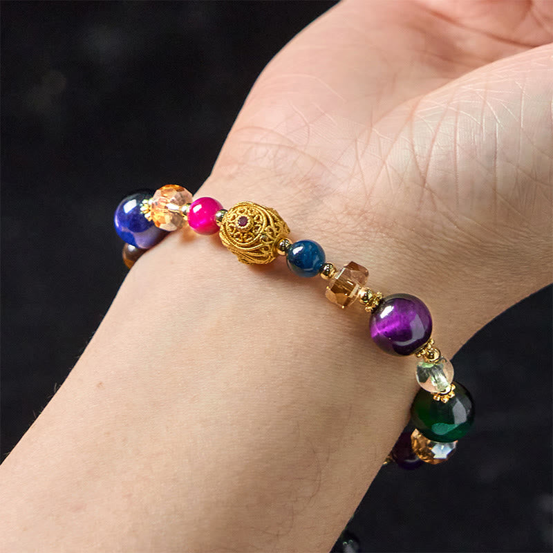 8mm Colored Tiger Eye Stone Balance Bracelet Unisex