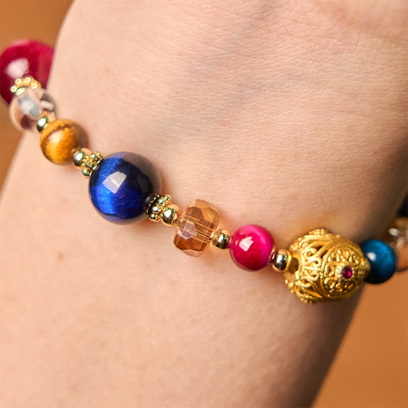 8mm Colored Tiger Eye Stone Balance Bracelet Unisex