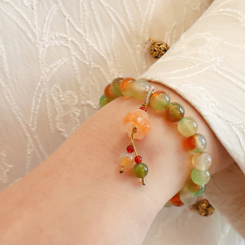 8mm Peacock Agate Butterfly Peace Buckle Bracelet