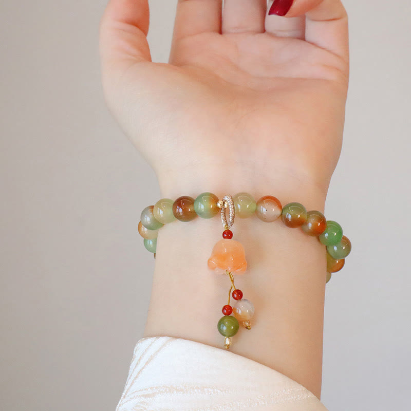 8mm Peacock Agate Butterfly Peace Buckle Bracelet