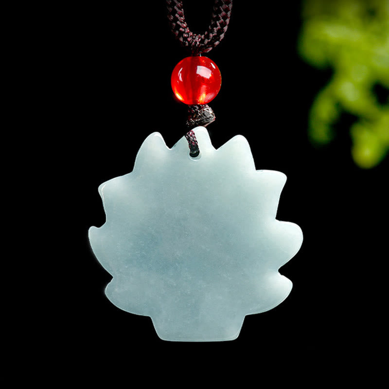 Green Jade Nine Tailed Fox Necklace - Prosperity Symbol
