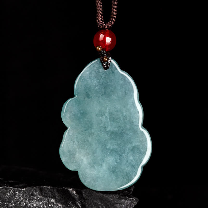 Green Jade Necklace with Nine Tailed Fox Pendant