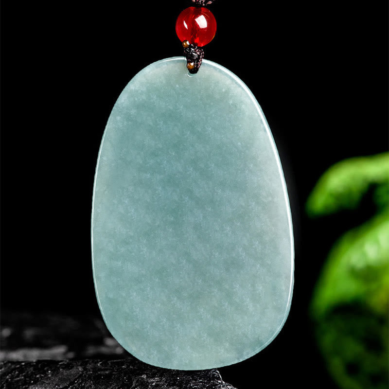 Green Jade Nine Tailed Fox Luck Necklace Pendant
