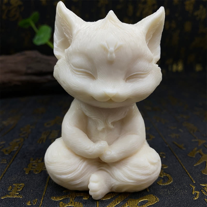 Ivory Fruit Nine-Tailed Fox Spiritual Animal Figurine 11cm