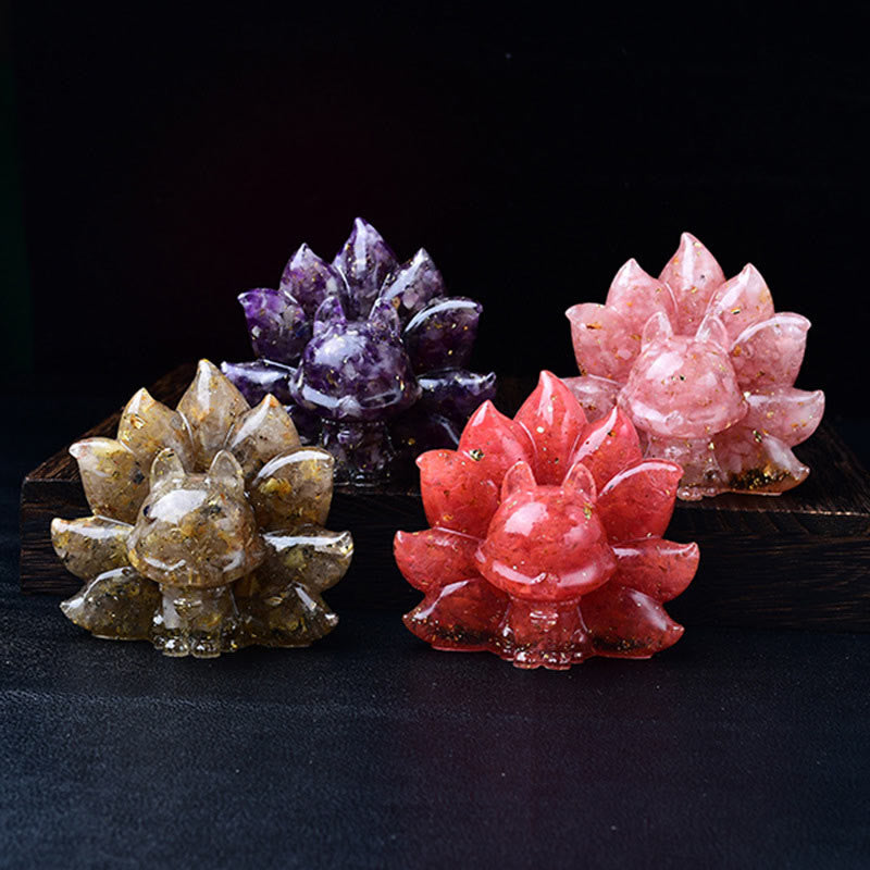 Amethyst 8.8cm Nine-Tailed Fox Animal Figurine