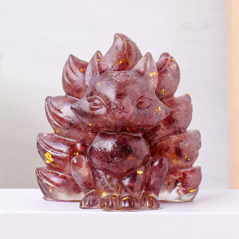 8x8.7cm Amethyst Zen Healing Nine-Tailed Fox Decoration
