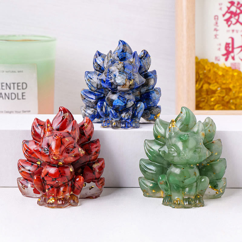8x8.7cm Amethyst Zen Healing Nine-Tailed Fox Decoration
