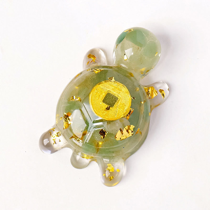 5cm Green Aventurine Crystal Turtle Copper Coin Zen Decor