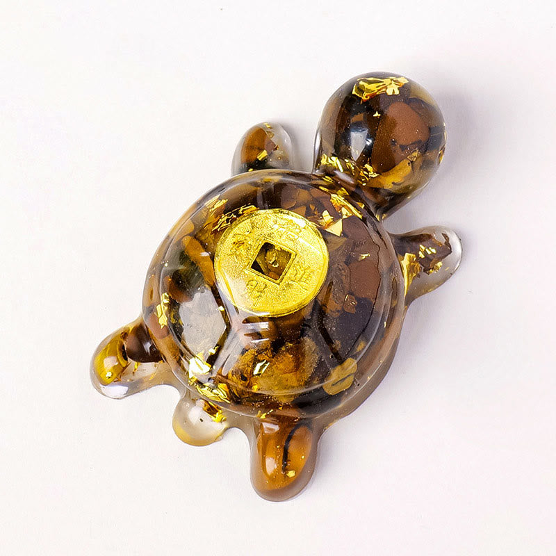 5cm Green Aventurine Crystal Turtle Copper Coin Zen Decor