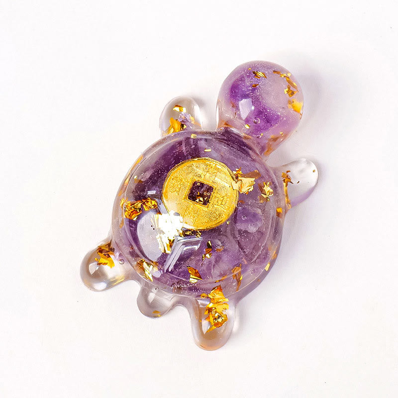 5cm Green Aventurine Crystal Turtle Copper Coin Zen Decor