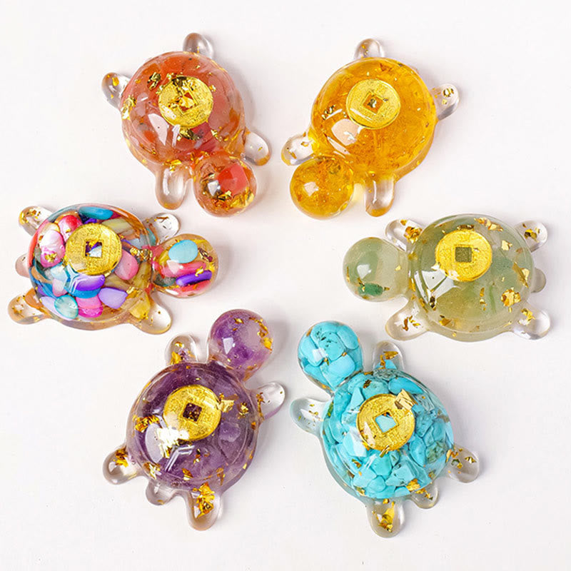 5cm Green Aventurine Crystal Turtle Copper Coin Zen Decor