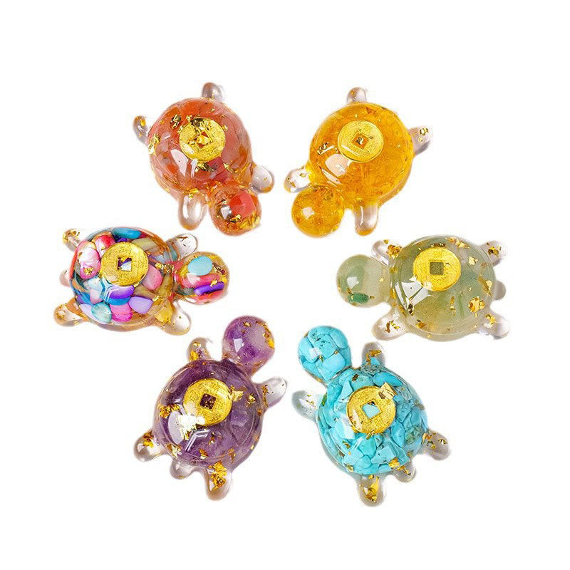 5cm Green Aventurine Crystal Turtle Copper Coin Zen Decor