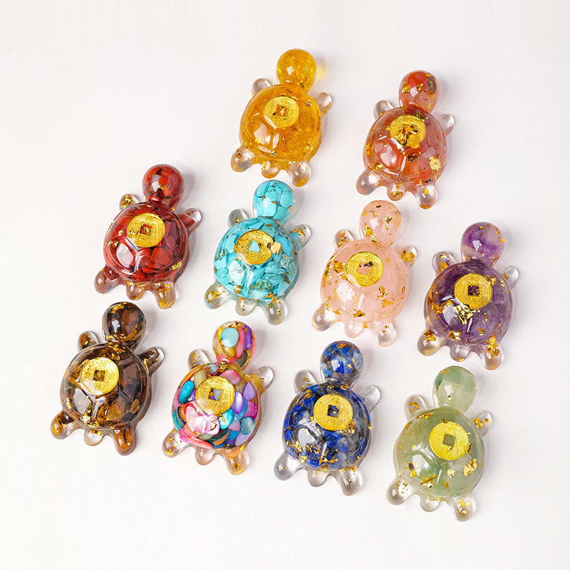 5cm Green Aventurine Crystal Turtle Copper Coin Zen Decor