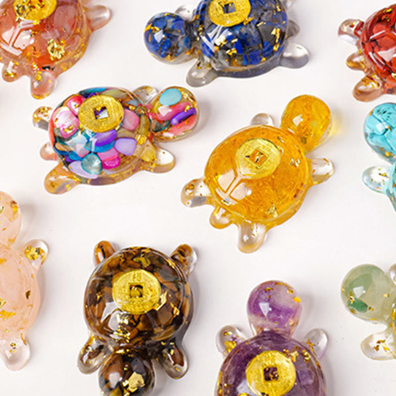 5cm Green Aventurine Crystal Turtle Copper Coin Zen Decor