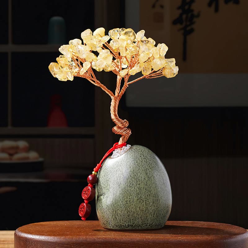 4.5 x 12cm Citrine Crystal Tree Prosperity Zen Decor
