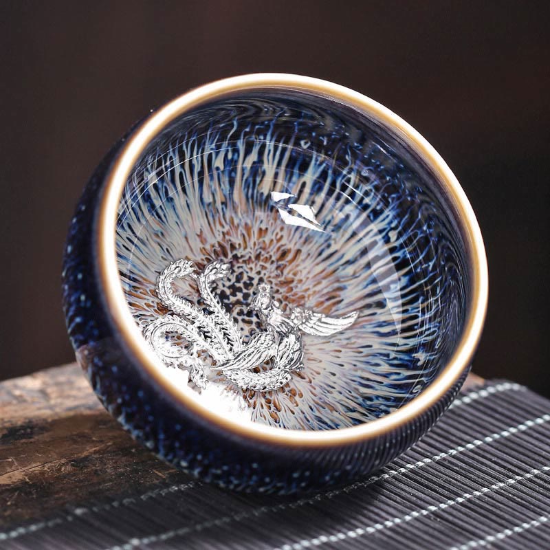 Jian Zhan Ceramic Teacup 70ml with Zodiac and Koi Fish