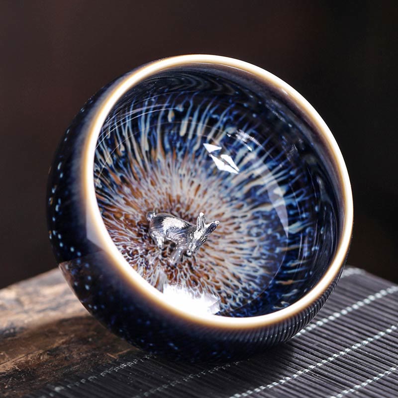 Jian Zhan Ceramic Teacup 70ml with Zodiac and Koi Fish