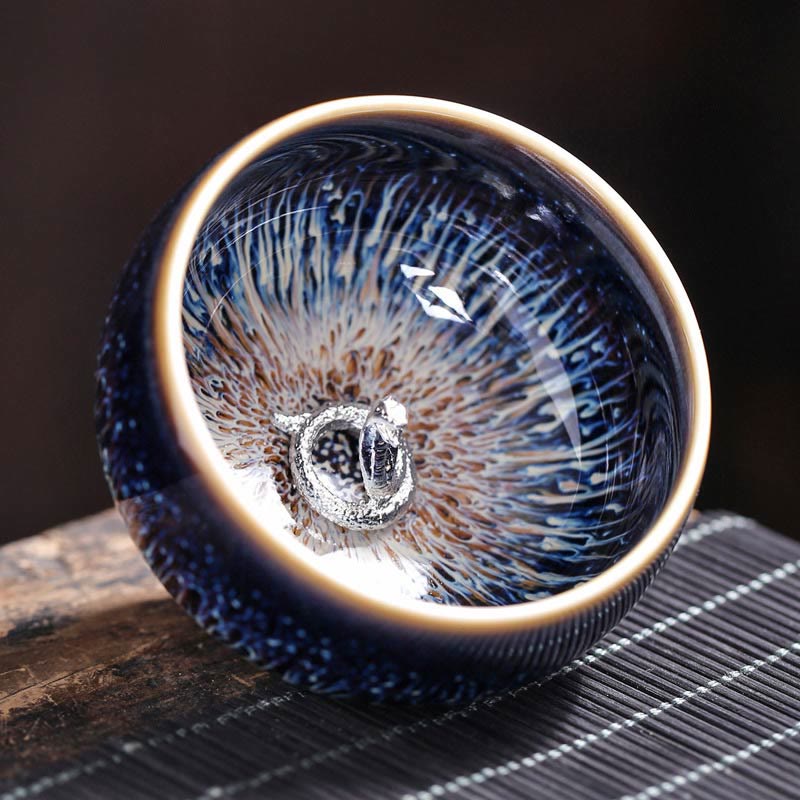 Jian Zhan Ceramic Teacup 70ml with Zodiac and Koi Fish