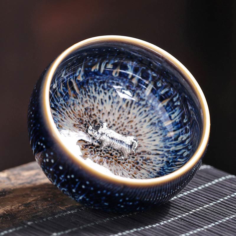 Jian Zhan Ceramic Teacup 70ml with Zodiac and Koi Fish