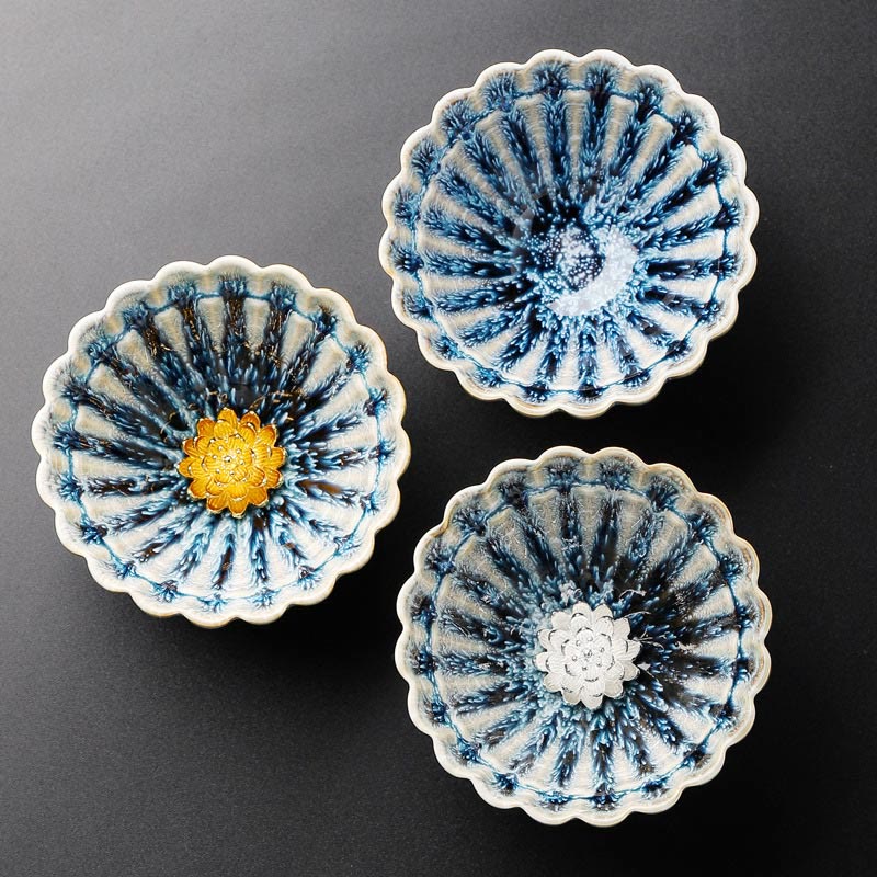 Handmade Chinese Lotus Jian Zhan Ceramic Tea Cup 80ml