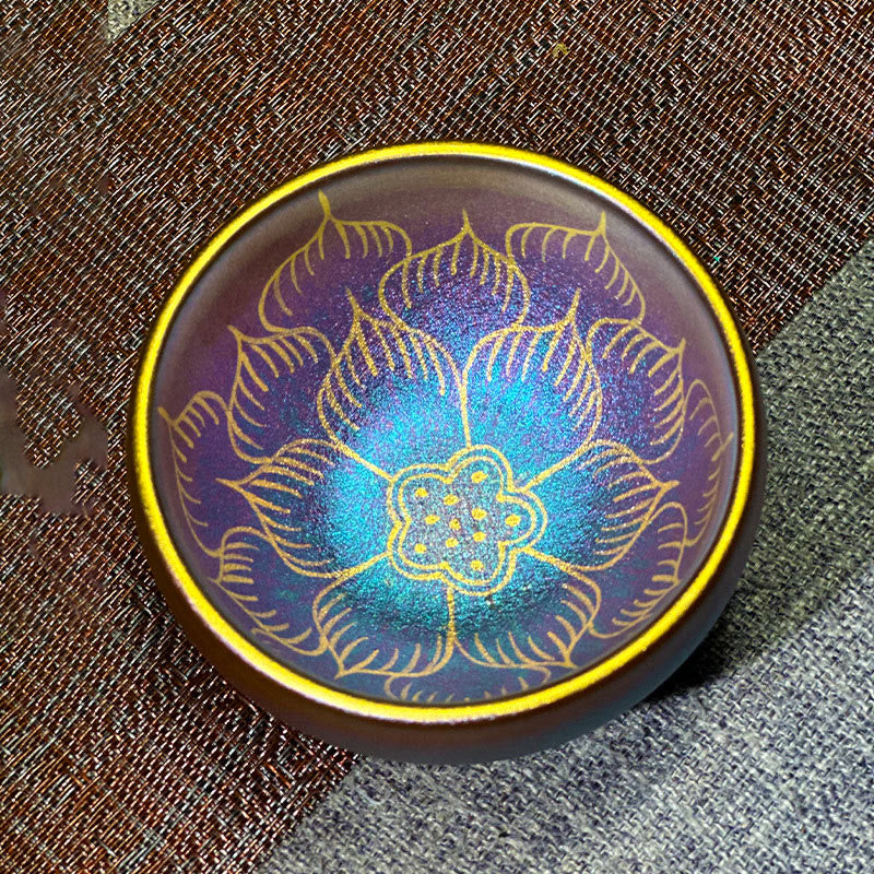 Ceramic Jianzhan Lotus Flower Tea Cup 150ml Zen Decor