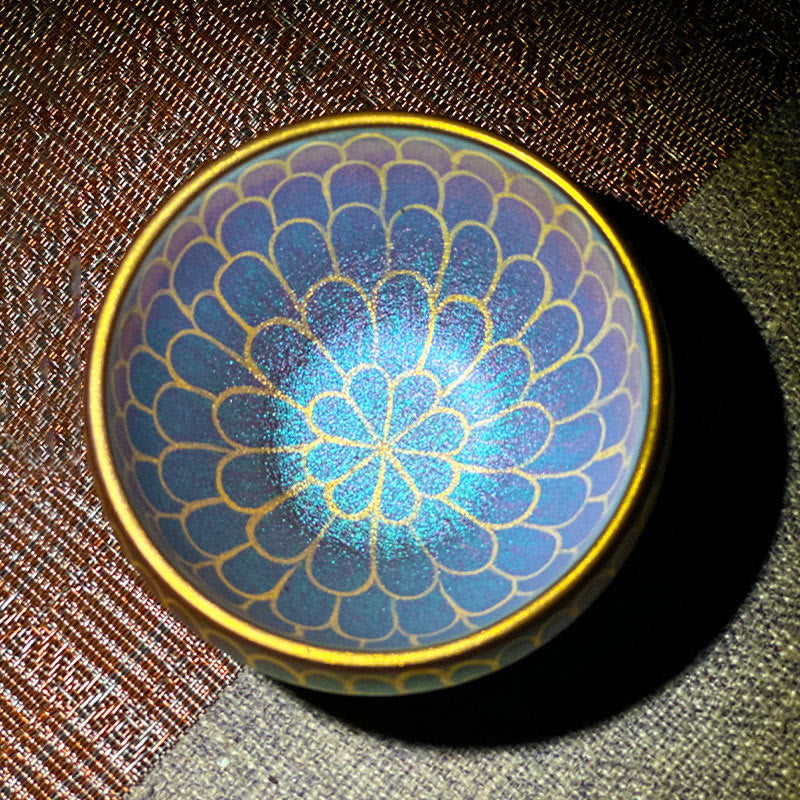 Ceramic Jianzhan Lotus Flower Tea Cup 150ml Zen Decor