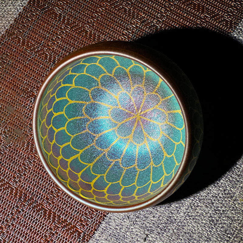 Ceramic Jianzhan Lotus Flower Tea Cup 150ml Zen Decor