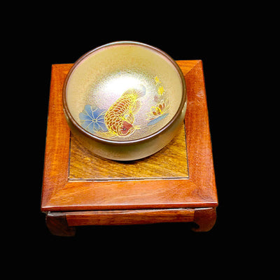 Handmade Jian Zhan Koi Fish Lotus Leaf Ceramic Tea Cup 150ml