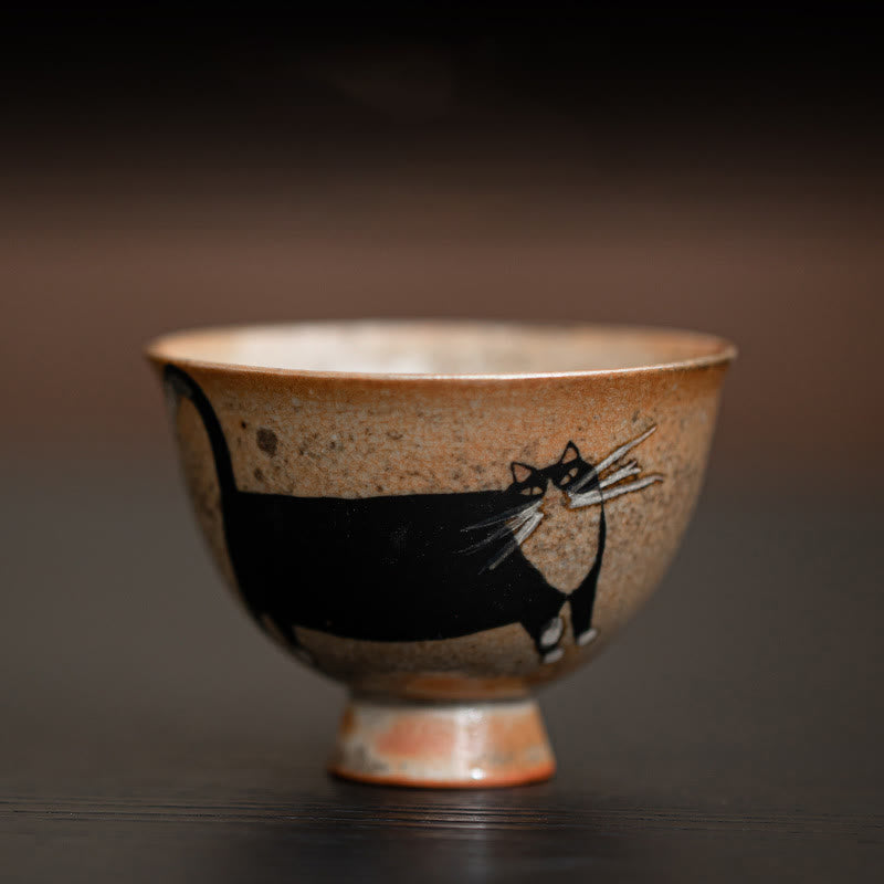 60ml Ceramic Cat Teacup for Zen Decor & Meditation