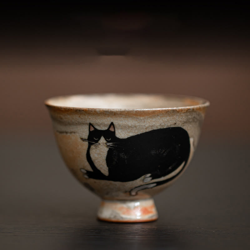 60ml Ceramic Cat Teacup for Zen Decor & Meditation