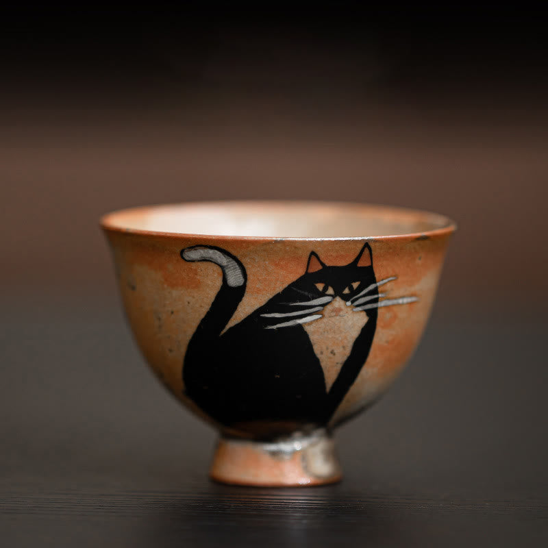 60ml Ceramic Cat Teacup for Zen Decor & Meditation