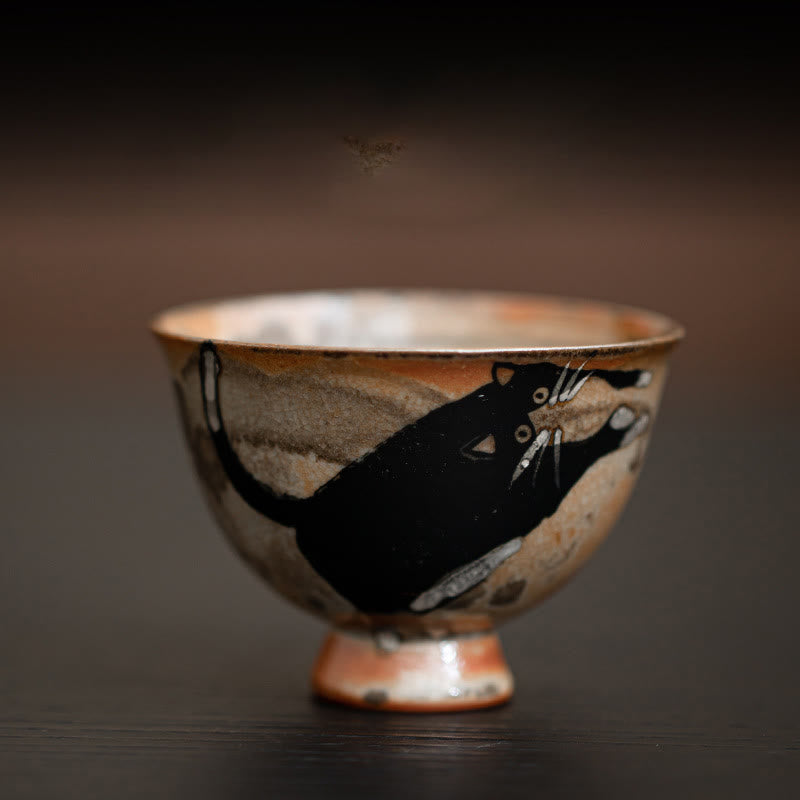 60ml Ceramic Cat Teacup for Zen Decor & Meditation