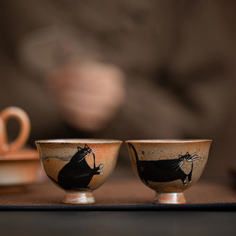 60ml Ceramic Cat Teacup for Zen Decor & Meditation