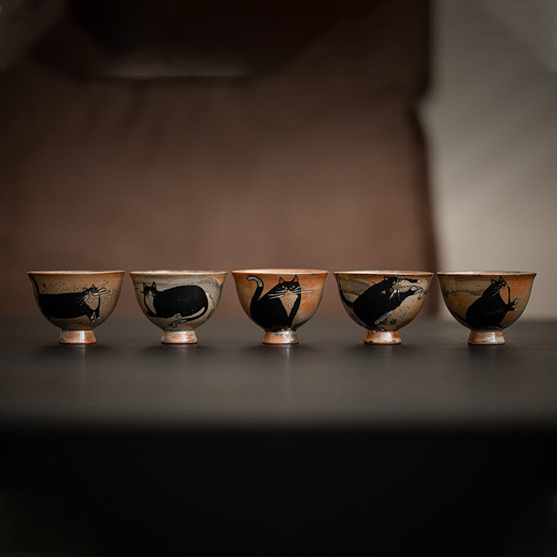 60ml Ceramic Cat Teacup for Zen Decor & Meditation