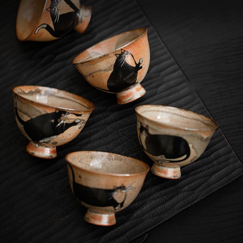 60ml Ceramic Cat Teacup for Zen Decor & Meditation