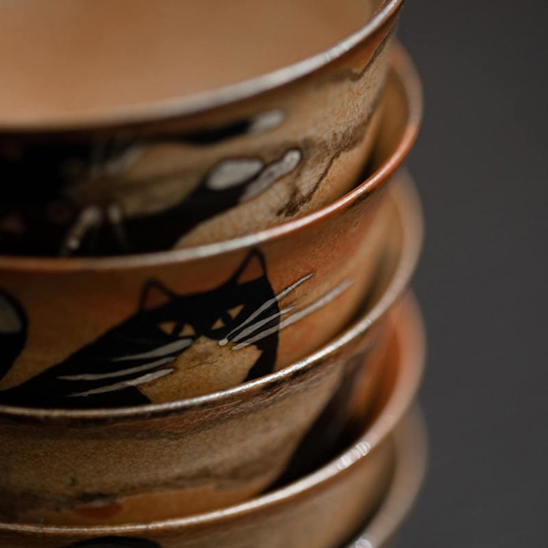 60ml Ceramic Cat Teacup for Zen Decor & Meditation